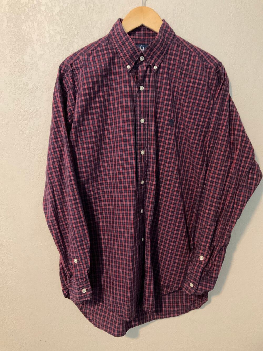 Vintage Ralph Lauren red & blue plaid long-sleeve button-down shirt Blake, M
